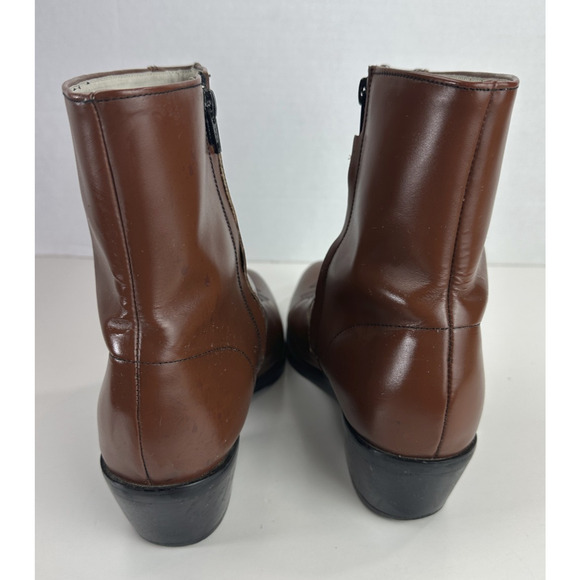 *Flaw Long Haul Mens Leather Cowboy Boots Sz 10M Western Zip Ankle Riding Brown - Picture 15 of 16